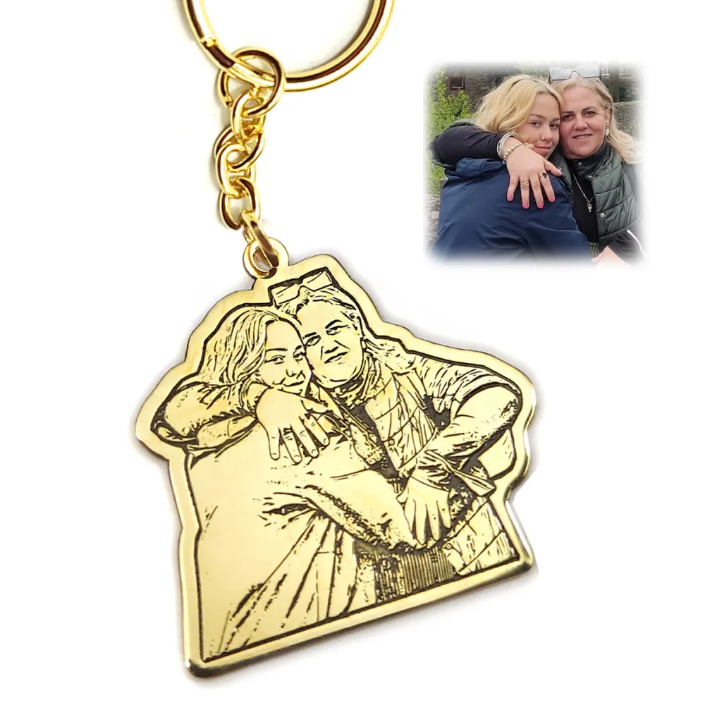 Brass keychain with photo engraving