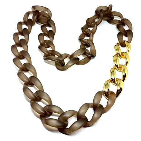 Resin and gold plated brass necklace