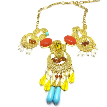 Handmade brass gold plated necklace