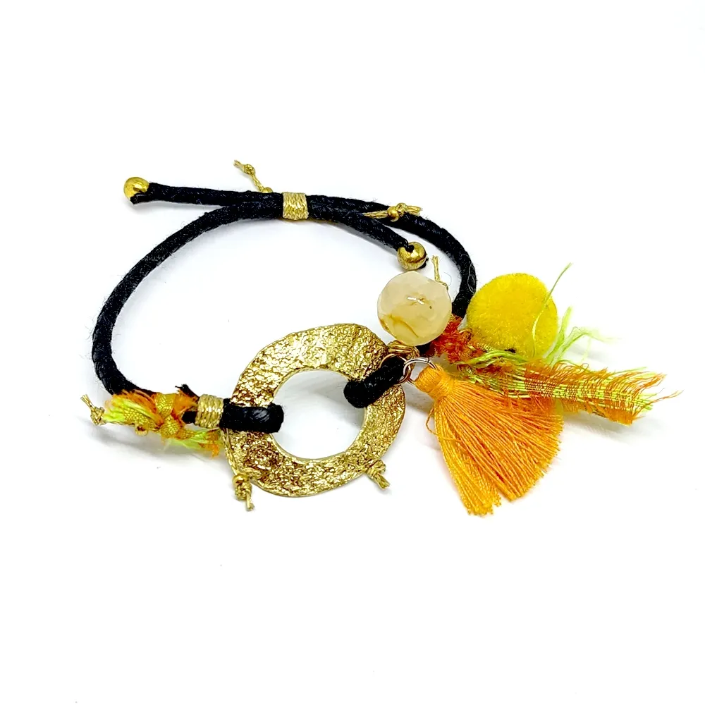 Handmade brass bracelet with cord Handmade brass bracelet with cord