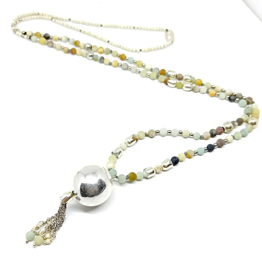 Handmade necklace with amazonite beads and sterling silver Handmade necklace with amazonite beads and sterling silver