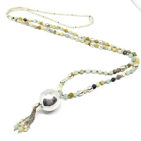 Handmade necklace with amazonite beads and sterling silver