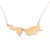 Sterling silver gold plated necklace with 2 maps of your favorite countries or regions