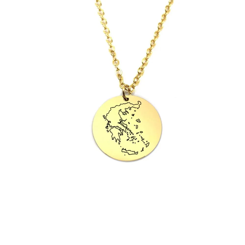 Sterling silver gold plated disk pendant with cut out map of your favorite country or region Sterling silver gold plated disk pendant with cut out map of your favorite country or region