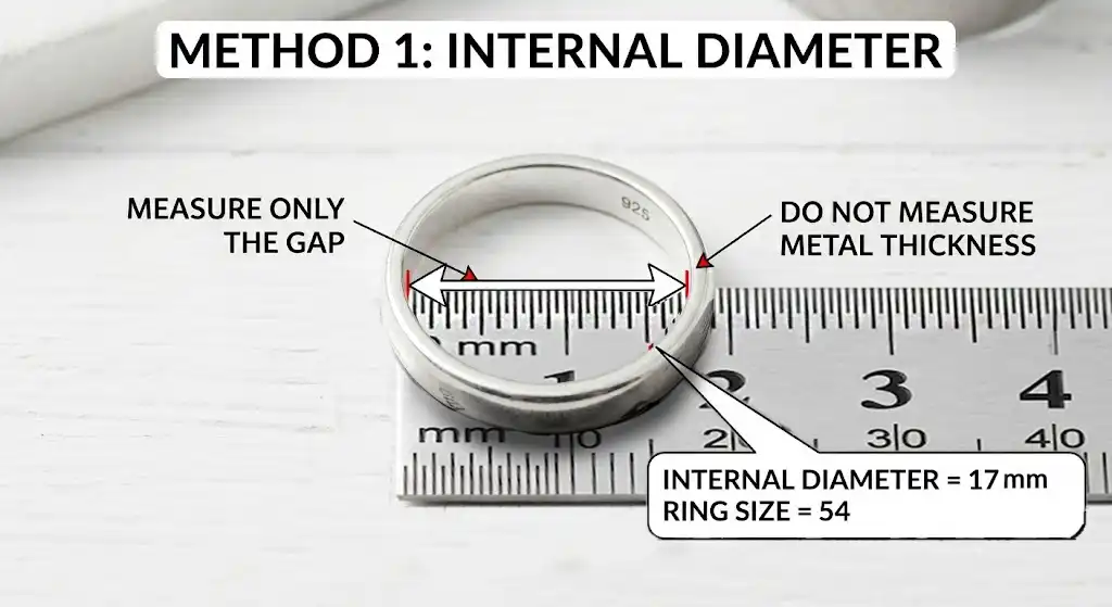Measuring the inner diameter of a ring